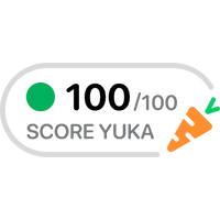Badge officiel indiquant un Score Yuka de 100 sur 100 avec pastille verte et carotte.