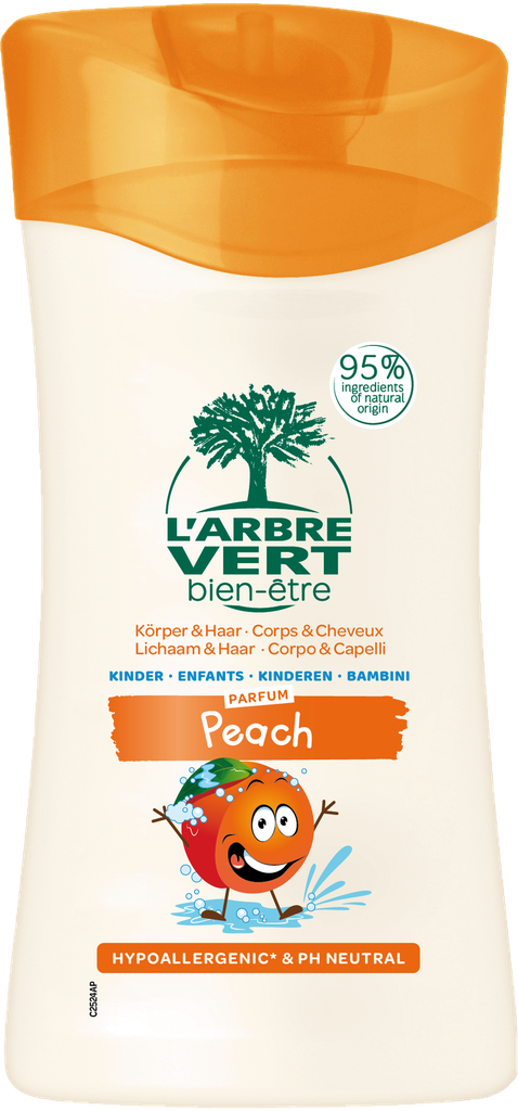 Corps & cheveux 2 en 1 (bain et douche) enfants aux extraits de Pêche  250 ml