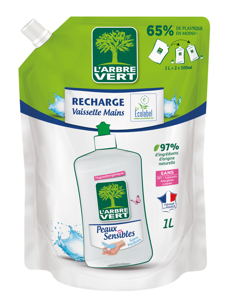 Recharge vaisselle mains peaux sensibles 1 L