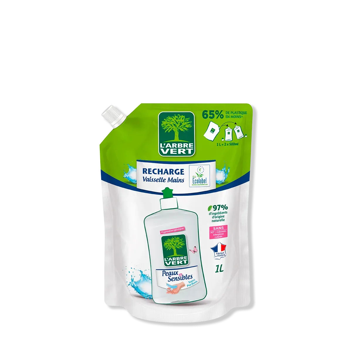 Recharge vaisselle mains peaux sensibles 1 L
