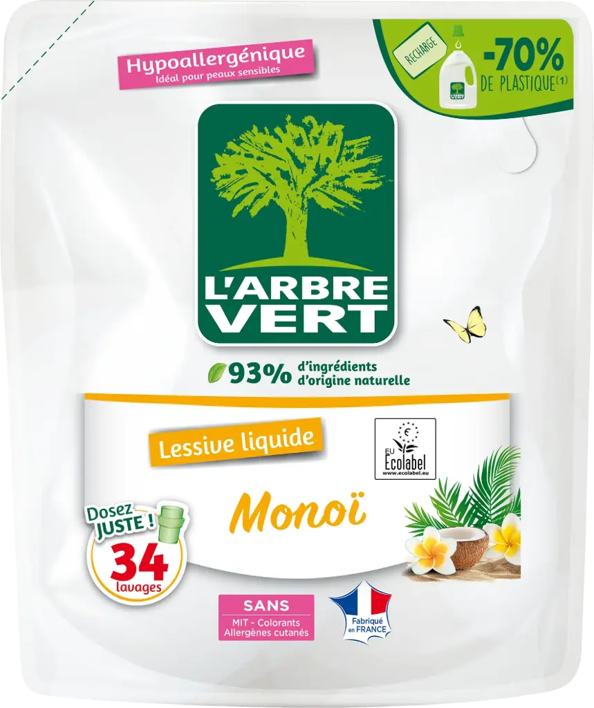 Recharge lessive liquide monoï 1,53 L - 34 lavages