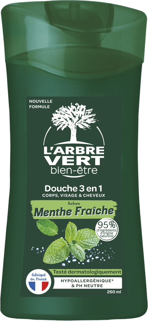 Corps & cheveux 3 en 1 homme à la menthe fraîche 260 ml