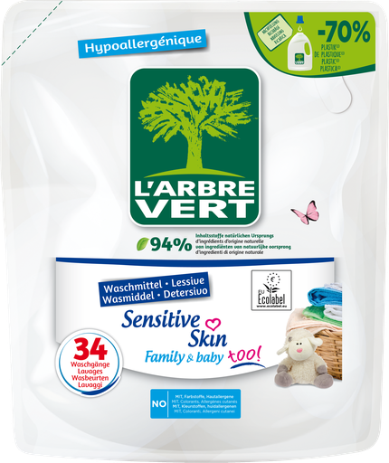 [AV30563C] Recharge lessive liquide peaux sensibles 1,53 L - 34 lavages