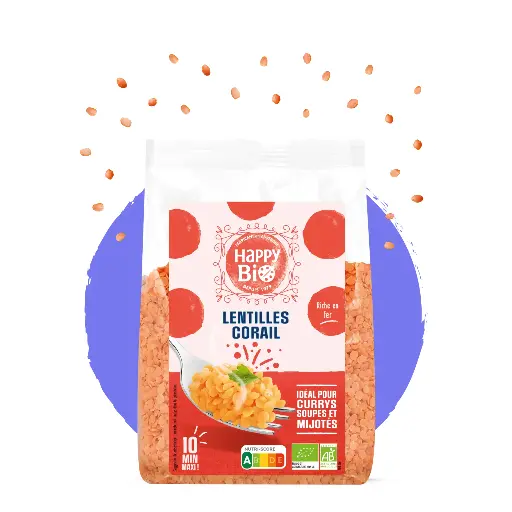[HBLENTCOR] HAPPY BIO lentille corail 500 gr