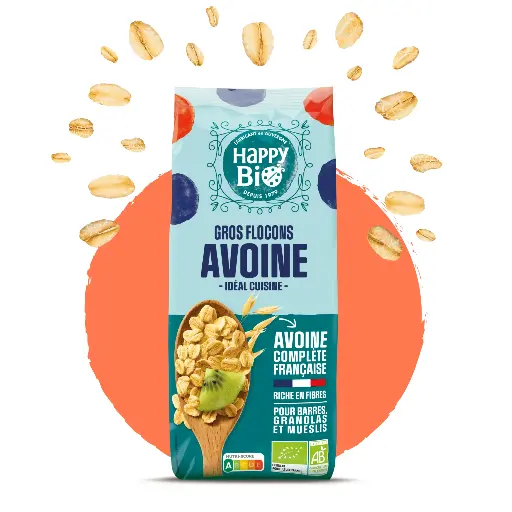 [HBGROSFLO] HAPPY ORGANIC grote havervlokken 500 gr