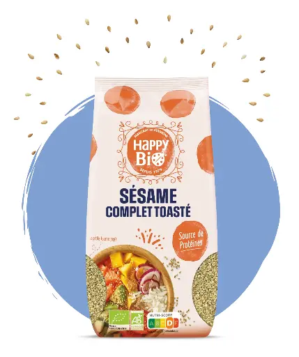 [HBGRAINESESAME] HAPPY ORGANIC geroosterde sesamzaadjes 250 gr